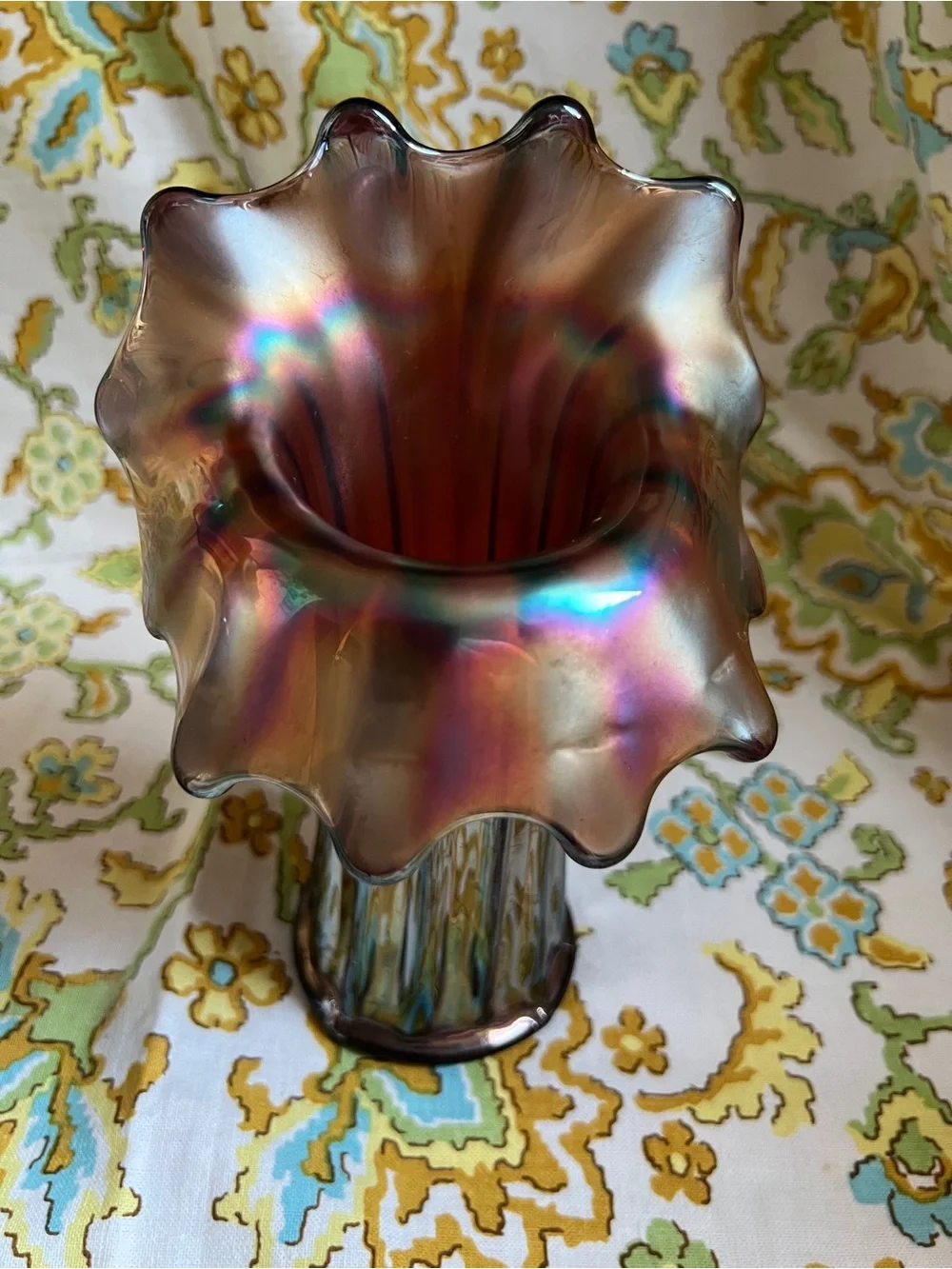 Antique Carnival Glass Jack in The Pulpit Vases - Pair
